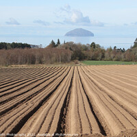 Buy canvas prints of Ploughed furrows to Ailsa Craig by Alister Firth Photography