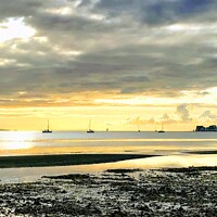 Buy canvas prints of Sunrise Old Harry’s Rock Dorset by Deborah Welfare