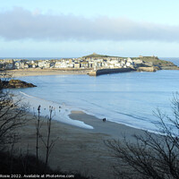 Buy canvas prints of St Ives viewed from the cliff-top coastal path by Joan Rosie