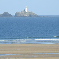 Buy canvas prints of Godrevy lightouse on distant rock by Joan Rosie