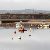 Buy canvas prints of Boats and buoys on the river Exe in Devon by Joan Rosie