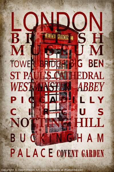 London landmarks and red phone box Picture Board by Delphimages Art
