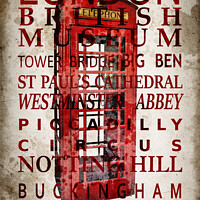 Buy canvas prints of London landmarks and red phone box by Delphimages Art