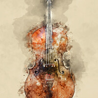 Buy canvas prints of Ancient cello, music instrument  watercolor by Delphimages Art