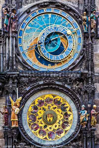 Prague medieval astronomical clock (Prague orloj) Picture Board by Delphimages Art
