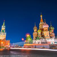 Buy canvas prints of Red Square at night in Moscow Russia by Delphimages Art