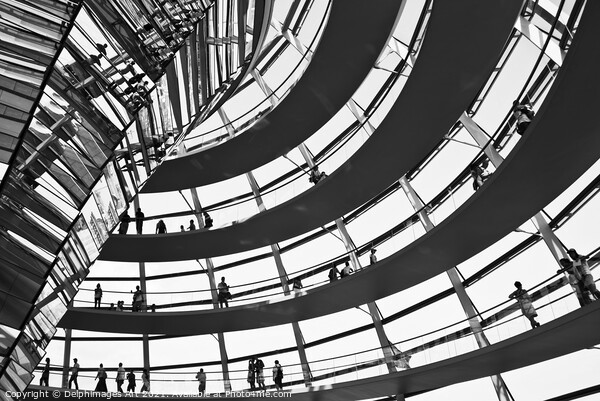 Reichstag Dome in black and white, Berlin Germany Picture Board by Delphimages Art