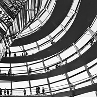 Buy canvas prints of Reichstag Dome in black and white, Berlin Germany by Delphimages Art