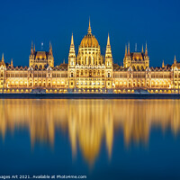 Buy canvas prints of Budapest parliament at night, Hungary by Delphimages Art