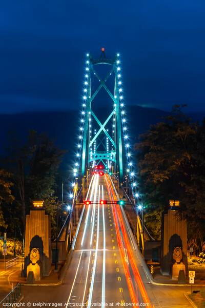 Vancouver, Canada. Lions Gate bridge at night Picture Board by Delphimages Art