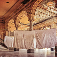 Buy canvas prints of Havana Cuba. Laundry in an abandoned palace by Delphimages Art