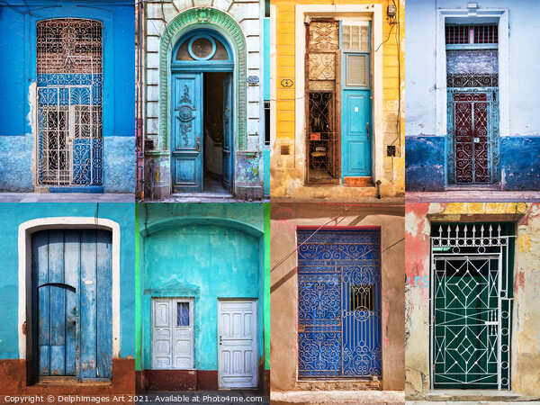 Cuba collection of colourful doors Picture Board by Delphimages Art