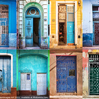 Buy canvas prints of Cuba collection of colourful doors by Delphimages Art