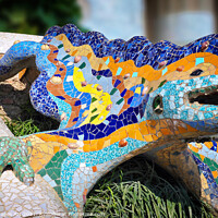 Buy canvas prints of Gaudi salamander park Guell Barcelona by Delphimages Art