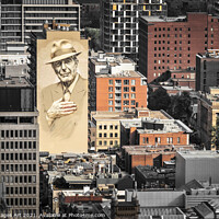 Buy canvas prints of Montreal cityscape, Leonard Cohen painted mural by Delphimages Art