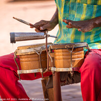 Buy canvas prints of Cuba. Street musician playing drums in Trinidad by Delphimages Art