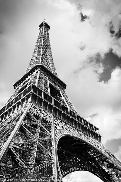 Eiffel tower in black and white, Paris France Picture Board by Delphimages Art