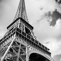 Buy canvas prints of Eiffel tower in black and white, Paris France by Delphimages Art