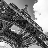 Buy canvas prints of Eiffel tower in Paris, black and white by Delphimages Art
