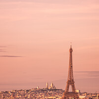 Buy canvas prints of Paris scenic view with the Eiffel tower at sunset by Delphimages Art