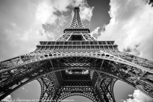The Eiffel tower from below, Paris France Picture Board by Delphimages Art
