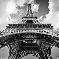 Buy canvas prints of The Eiffel tower from below, Paris France by Delphimages Art
