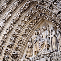 Buy canvas prints of Notre Dame de Paris, the portal of last judgement by Delphimages Art