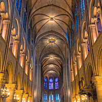 Buy canvas prints of Interior of Notre Dame de Paris, France by Delphimages Art