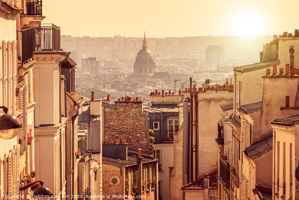 Paris view from Montmartre, landscape panorama Picture Board by Delphimages Art