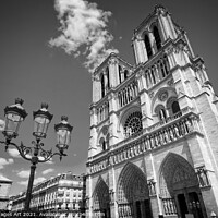 Buy canvas prints of Notre Dame de Paris, black and white by Delphimages Art