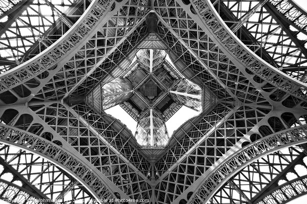 Eiffel tower abstract view from below Paris Picture Board by Delphimages Art