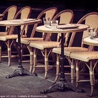 Buy canvas prints of Paris tables and chairs, french cafe terrace by Delphimages Art