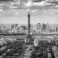 Buy canvas prints of Eiffel tower and La Defense aerial view in Paris by Delphimages Art