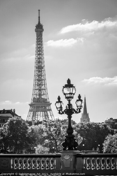 Eiffel tower and bridge Alexandre III Paris France Picture Board by Delphimages Art