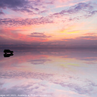 Buy canvas prints of Mirror effect at sunset in Salar de Uyuni, Bolivia by Delphimages Art