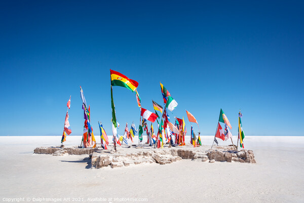 World flags in Salar de Uyuni, Bolivia Picture Board by Delphimages Art