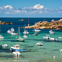 Buy canvas prints of Boats and transparent water beach in Brittany by Delphimages Art