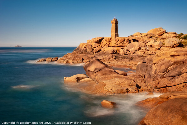The Pink Granite Coast at golden hour, France Picture Board by Delphimages Art