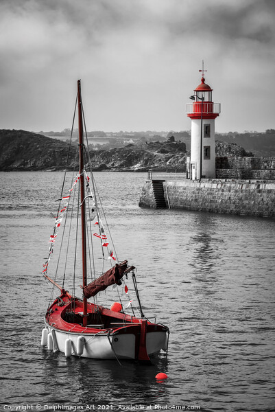 The lighthouse of the harbour of Erquy, Brittany Picture Board by Delphimages Art