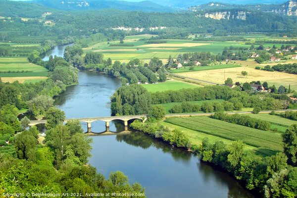 Aerial view of the Dordogne river in summer France Picture Board by Delphimages Art