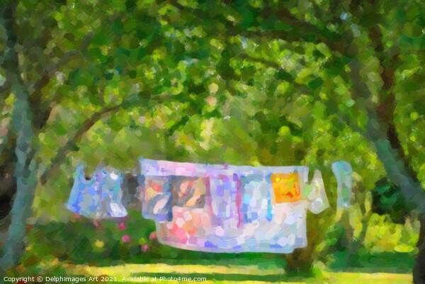 Laundry hanging in a garden in summer Picture Board by Delphimages Art
