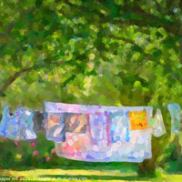 Buy canvas prints of Laundry hanging in a garden in summer by Delphimages Art