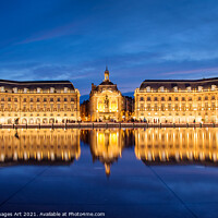 Buy canvas prints of Water Mirror at night in Bordeaux, France by Delphimages Art