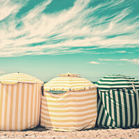 Buy canvas prints of Beach umbrellas in Deauville Normandy France by Delphimages Art