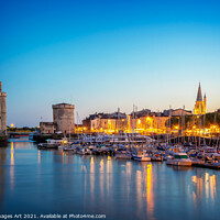 Buy canvas prints of Old port of La rochelle at night, France by Delphimages Art