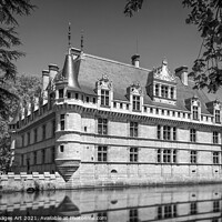 Buy canvas prints of Castle of Azay le Rideau, France, black and white by Delphimages Art