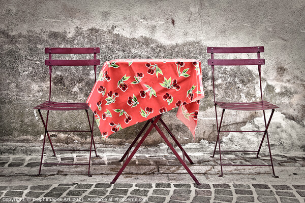 Romantic chairs and table in France Picture Board by Delphimages Art