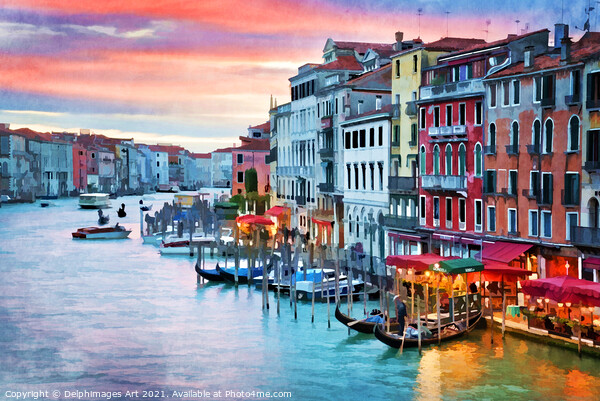 Venice, Italy. View on the Grand Canal at sunset. Picture Board by Delphimages Art