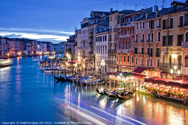 Venice Grand Canal at night, Italy Picture Board by Delphimages Art