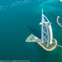 Buy canvas prints of Dubai. Burj al Arab hotel aerial view, UAE by Delphimages Art